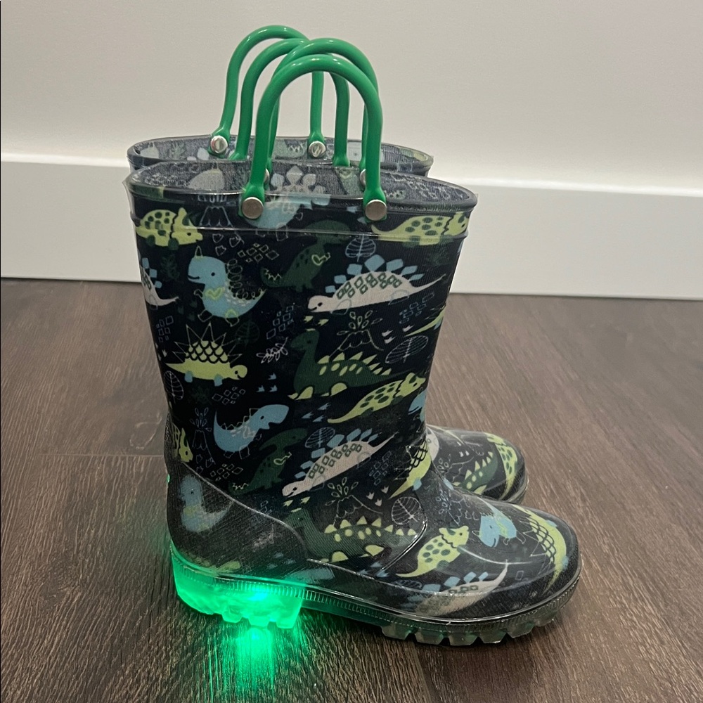 Kids Dinosaur Light-Up Rain Boots